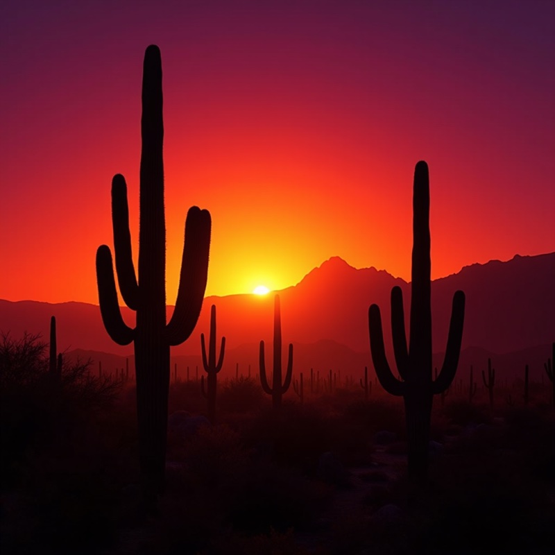 Phoenix Arizona Sonoran desert with saguaro cacti